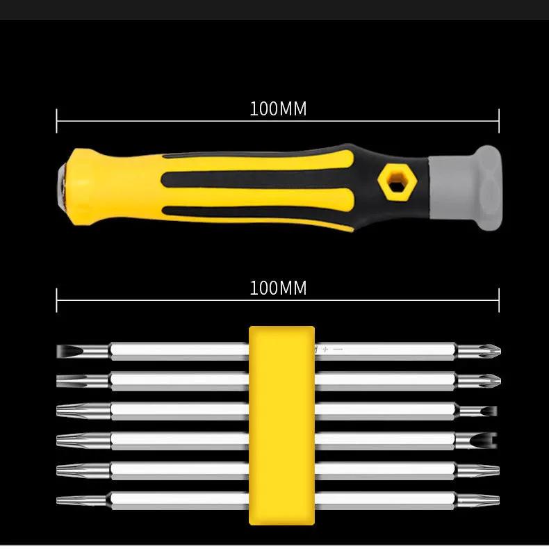 Sada 12 multifunkčních šroubováků kalených v CR-V provedení se speciálními, švestkovými a trojúhelníkovými šroubováky (6 kusů)