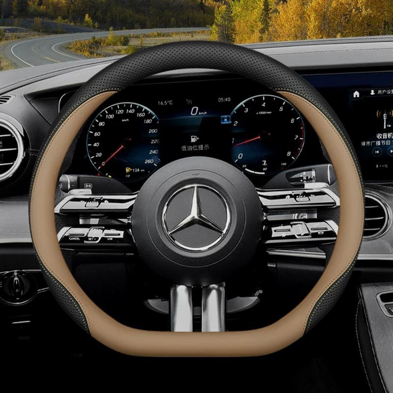 2026 For MERCEDES Luxury Steering Wheel Cover Nappa Leather Soft Touch Fit C‑Class E‑Class S‑Class GLC GLE CLA Car Accessories