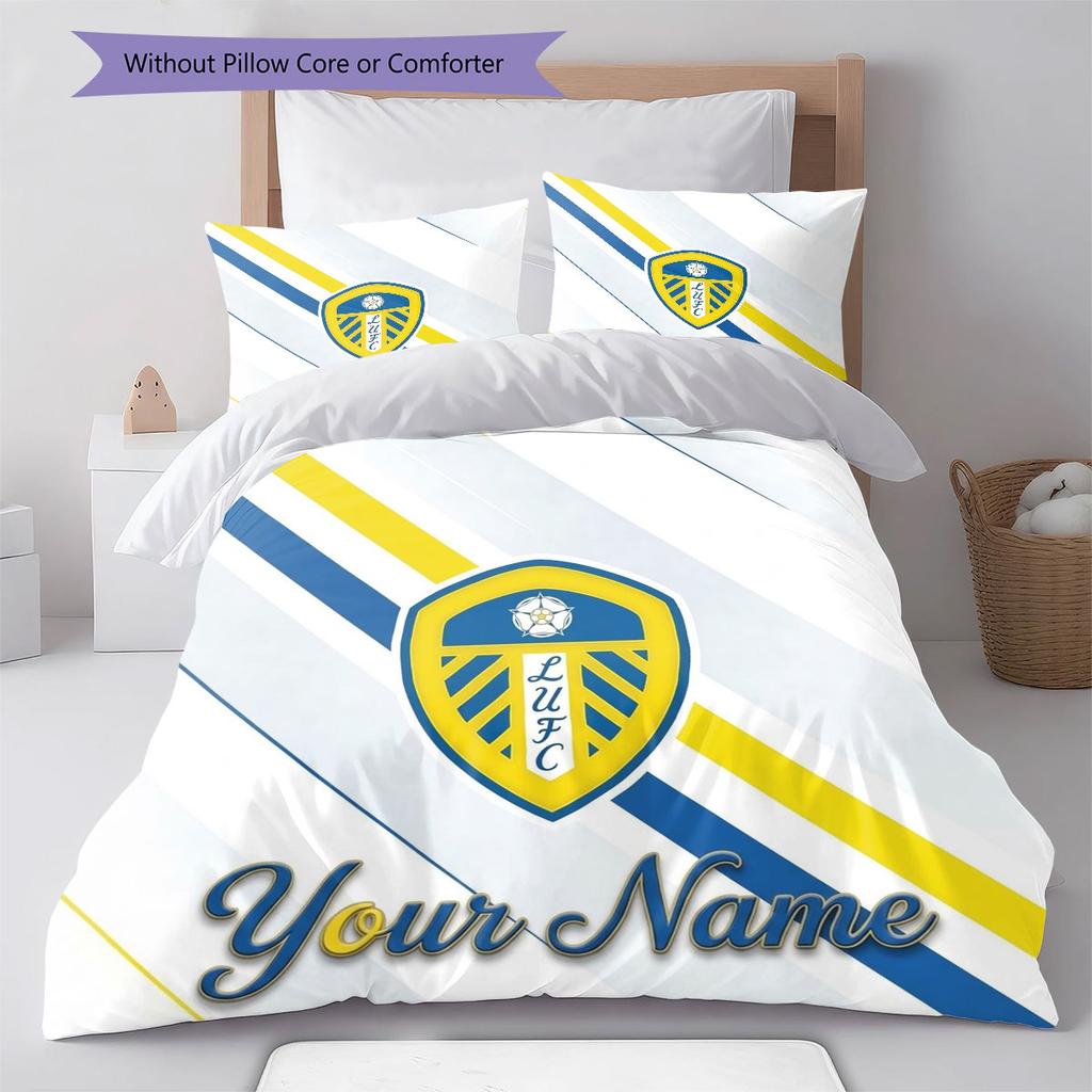 Leeds United Custom Name Pattern Bedding,Quilt Set Quilt Cover Pillowcase Home Birthday Gift(1 * duvet cover + 2 * pillowcase, without core)