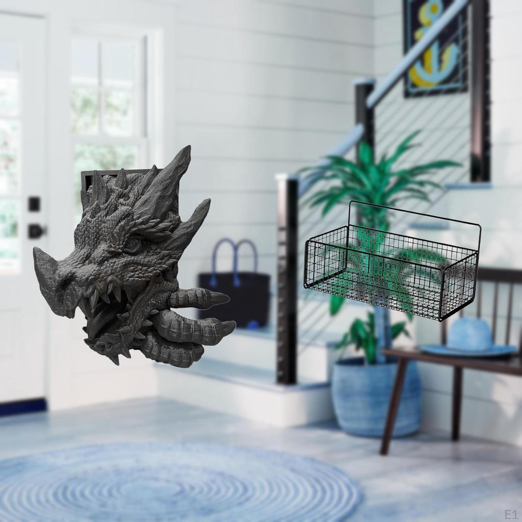 Metal Dragon Bookend Wall Organizer Decorative Book Holder for Bookshelf Living Room Kitchen