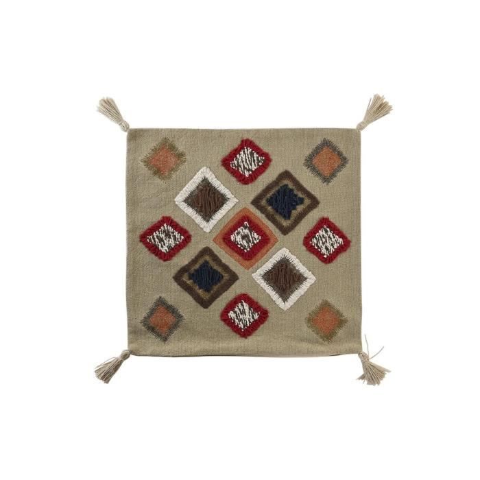 Housse de coussin multicouleur frange 50 x 1 x 50 cm
