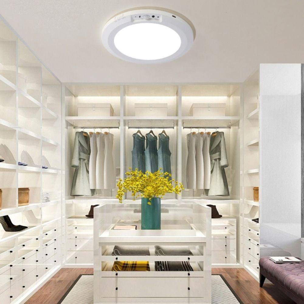 Magnetic Lamp Motion Sensor Ceiling Light Remote Control Closet Wireless Wall Lamp Temperature Adjust Auto On/Off