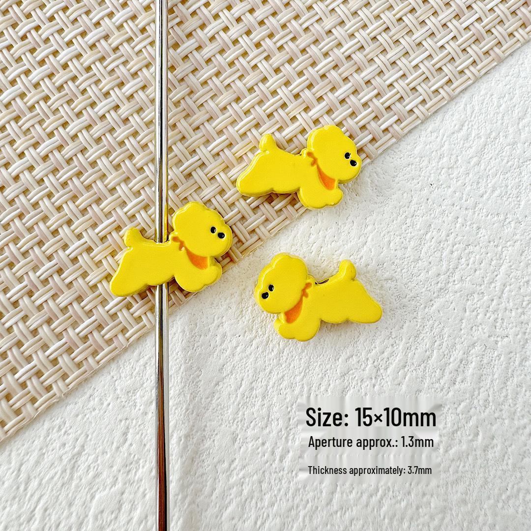 Macaron Color Cute Puppy Kitten Painted Alloy Handmade DIY Beaded Phone Chain  Hair Clip Accessories Single Price