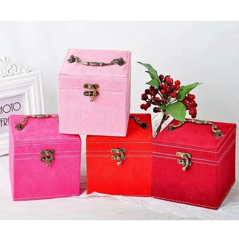 1 Pcs Multi-functional Three-layer Leather Drawer-style Jewelry Box Earrings Lock Jewelry Box Necklace Ring Storage Box
