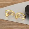 Nidin New Arrival Romantic Heart Design Zircon Opening Adjustable Rings For Female Male Couples Finger Jewelry Daily Party Gifts