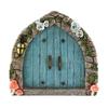 Graverad Design Trä Miniatyr Älva Tomte Älvdörr Fönster Dörr Figurer Gräsmatta Prydnad Trädgårdsdekoration Utomhus Barnpresent