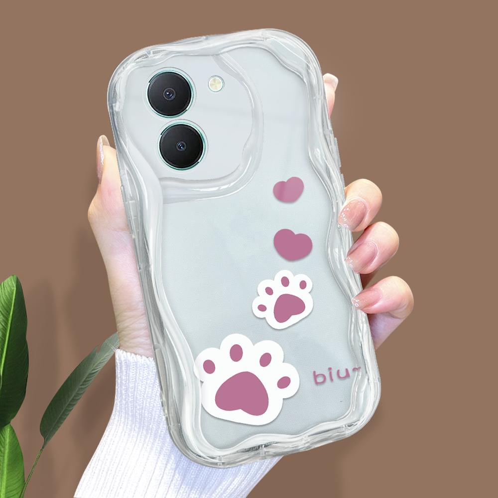 Cute Cartoon Pattern Cream Texture Casing Wavy Edge Soft Silicone Cover Phone Case for Vivo