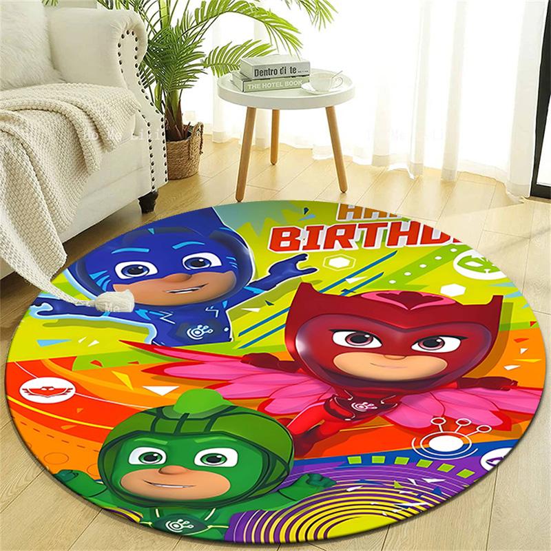1pc PJ Marks1 Design Printed Area Round Carpet for Bedroom Living Room Home Decor Rugs Mat Non Slip Mat Rug for Bedside