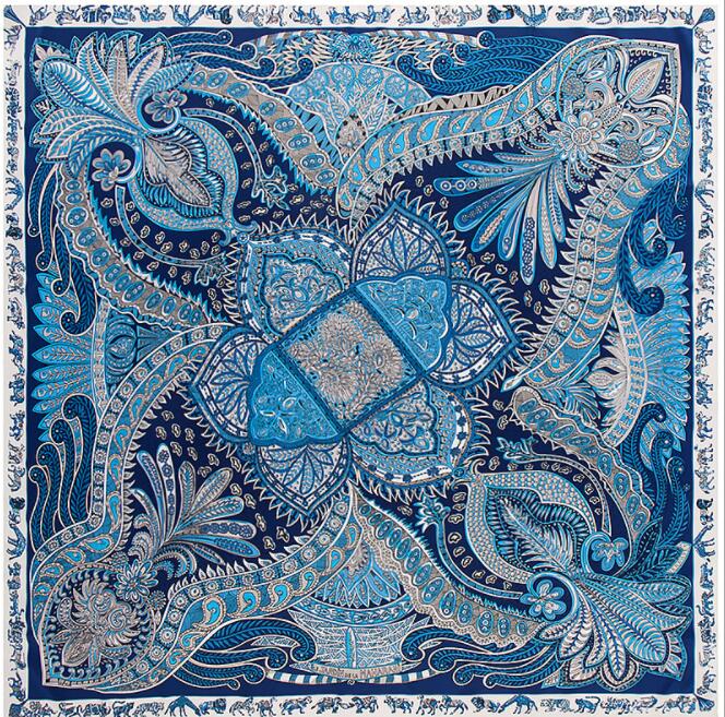 

Модный женский шарф Роскошный бренд Пейсли Хиджаб Твиловый шелковый платок Шарфы для дам Фуляр Квадратные головные платки Обёртывания 130x130cm