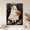 Frameless Pearl Bead Painting Kit Cute Ghost with Pumpkin Design DIY Handmade Craft Canvas for Home Wall Decor Autumn Festival Art