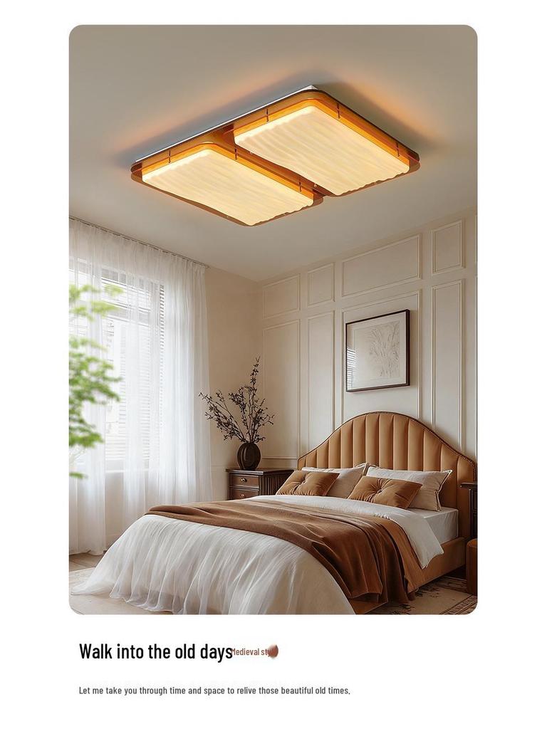 2025 Chinese Bauhaus Retro Rectangular Ceiling Light: High-End Living Room Fixture