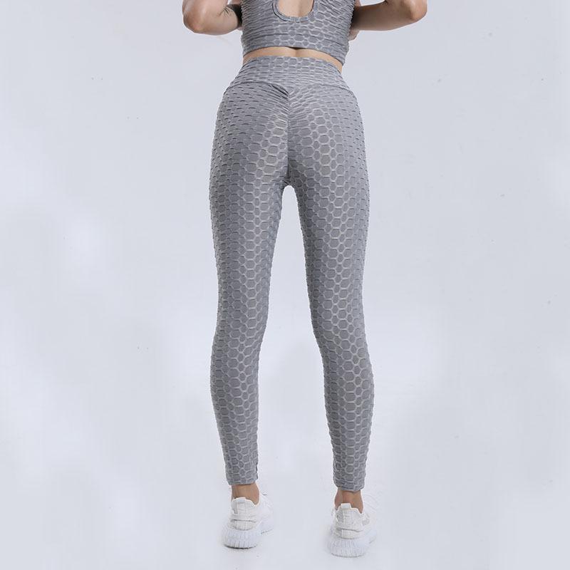 European & American Jacquard High Elastic Yoga Pants - Solid Color, High Waist, Hip Lifting Leggings for Women's Fitness