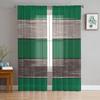 Vintage Farm Wood Grain Forest Green Sheer Curtains for Living Room Decoration Window Curtains Kitchen Tulle Voile Curtains