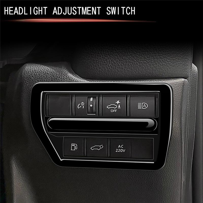 Powerful Car Headlight Adjustment Switch Button Frame Car Interior Trim Accessories For Toyota Prado LC250 2024 Glossy Black