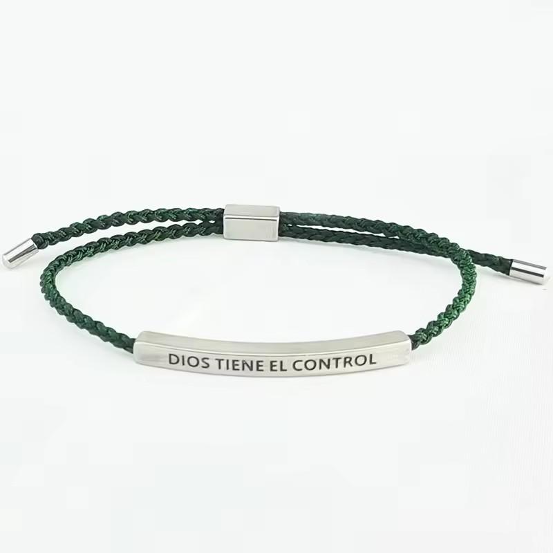 Hot Sale Spanish Dios Tiene El Control Inspirational Bracelet Colorful Braided Rope Bracelet with Encouragement Card