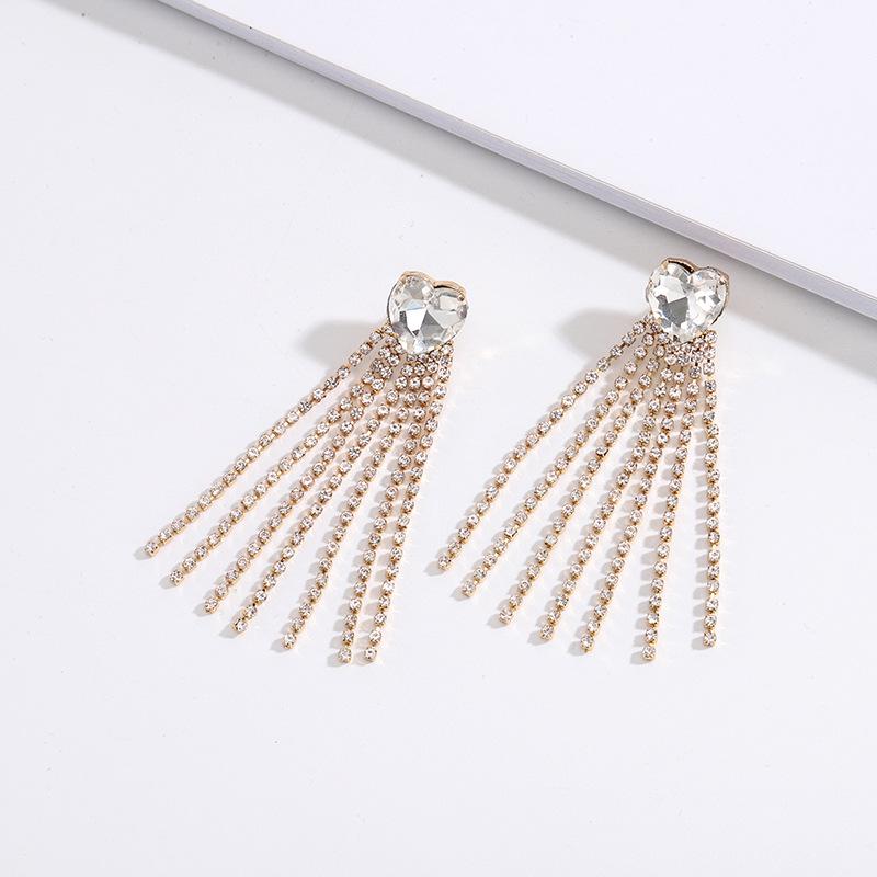 Versatile Japanese-Korean Gemstone Chain Earrings: Trendy Long Pendant Style for Women
