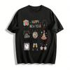 Happy New Year Party Graphic Tee Balloon Disco Ball Cheers Print Top Pure Cotton T-shirt
