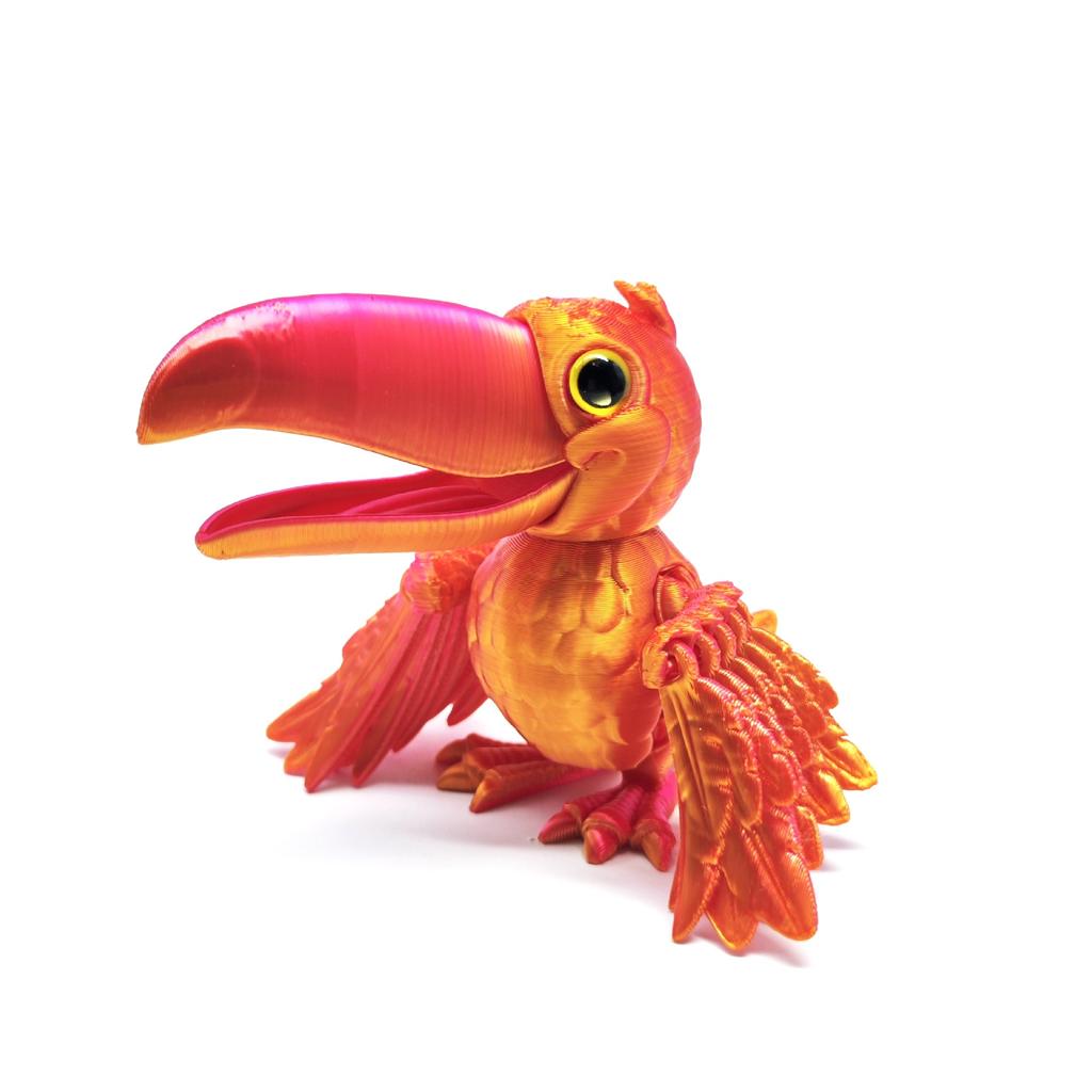 3D Printing Open-Billed Parrot Toy Creative Fun Wings Fully Joints Movable Toy Model Simulation Bird Desktop Ornaments Gift