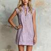 Women Stand Collar Half Zip Sleeveless Loose Fit Casual Vacation Dress Lightweight Relaxed Style