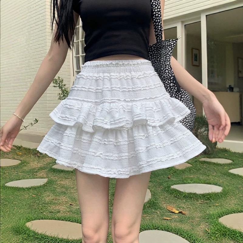 Purely desirable ballet-style sweet cake skirt women's clothing 2026 new high-waisted slimming A-line short skirt with anti-exposure design