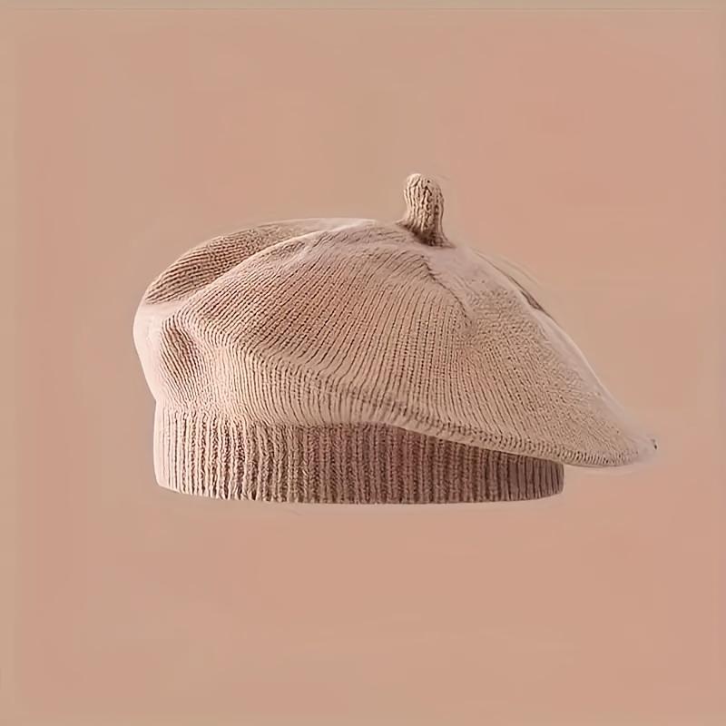 Fashion Cute Baby Knitted Beret Hat Solid Color Children's Warm Hats Autumn Winter Cap For Kids Outdoor Bonnet Accessories Gift