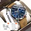 POEDAGAR Business Man Watch Date Waterproof Luminous Chronograph Men Wristwatch Leather Sport Quartz Men's Watches with Gift Box