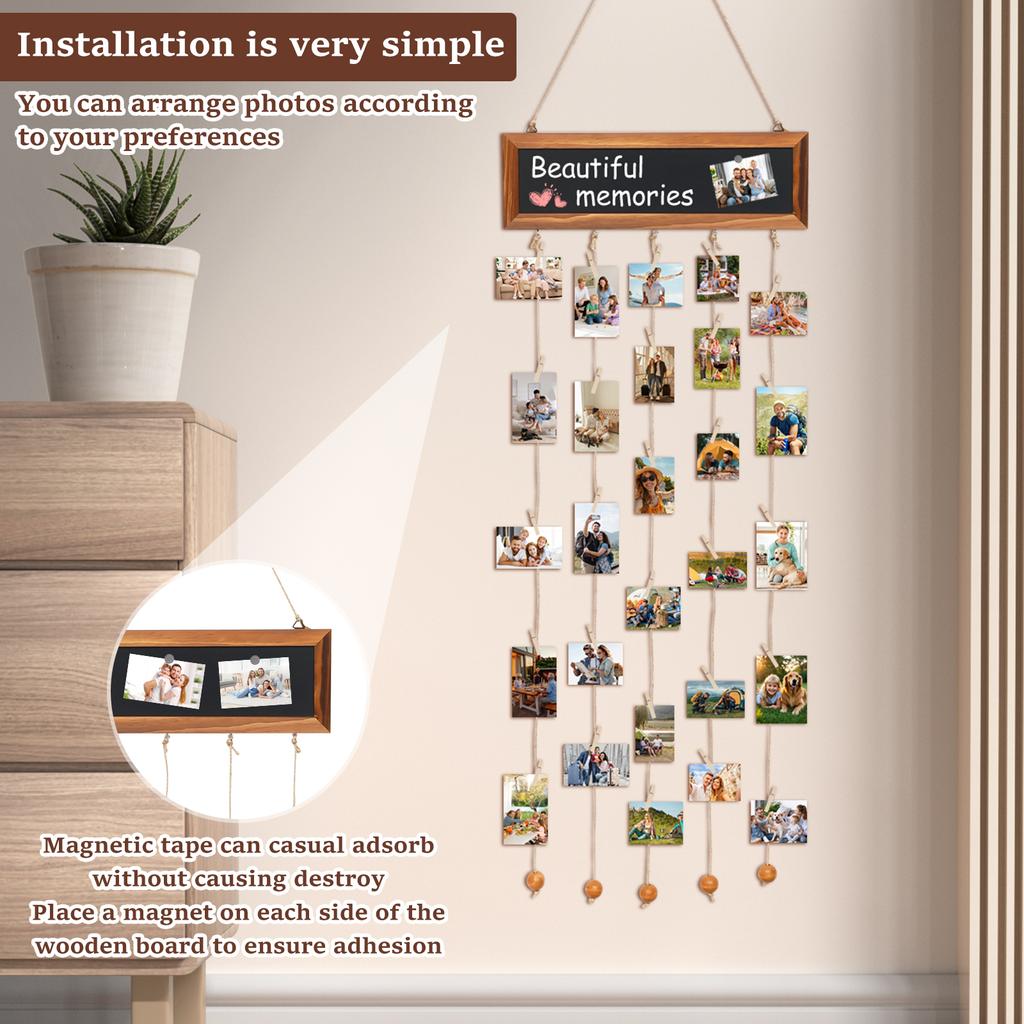 Picture Frames Collage Photo Hanging Display Picture Board Wood Rustic Frames for Dorm Room Wall Decor Christmas Birthday Party