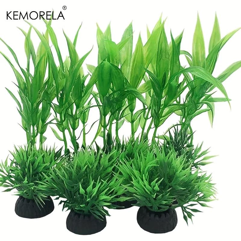 

KEMORELA Aquarium Plants Fish Tank Decoration 10 Plastic Artificial Plants Goldfish Water Features Fish Skin For Small Fish Tank