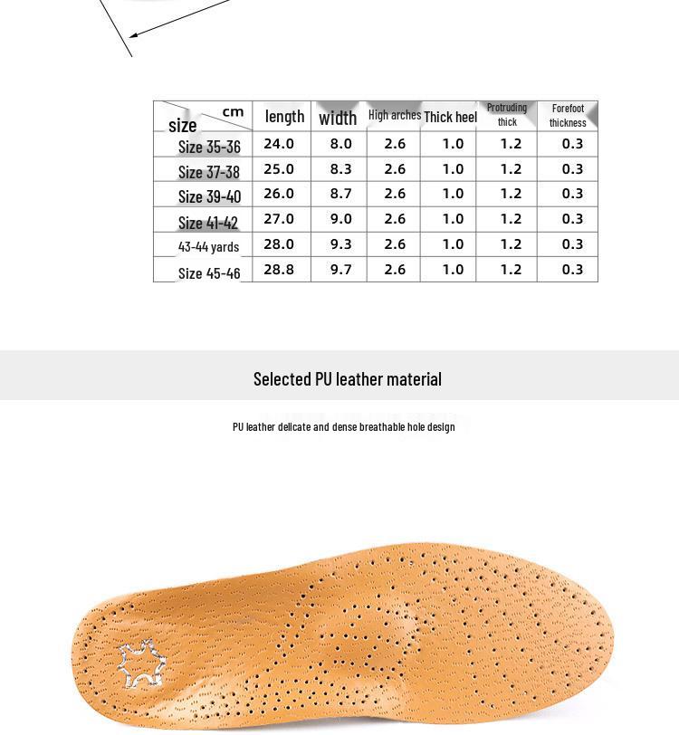Unisex Leather Orthotic Insoles for Flat Feet: XO-Legs Support, Shock Absorbing, Breathable
