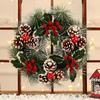 Christmas Door Decor Wreaths Realistic Hanging Wreath Garland Decoration Versatile Bow/Berry/Santa/Reindeer for Home Party Decor