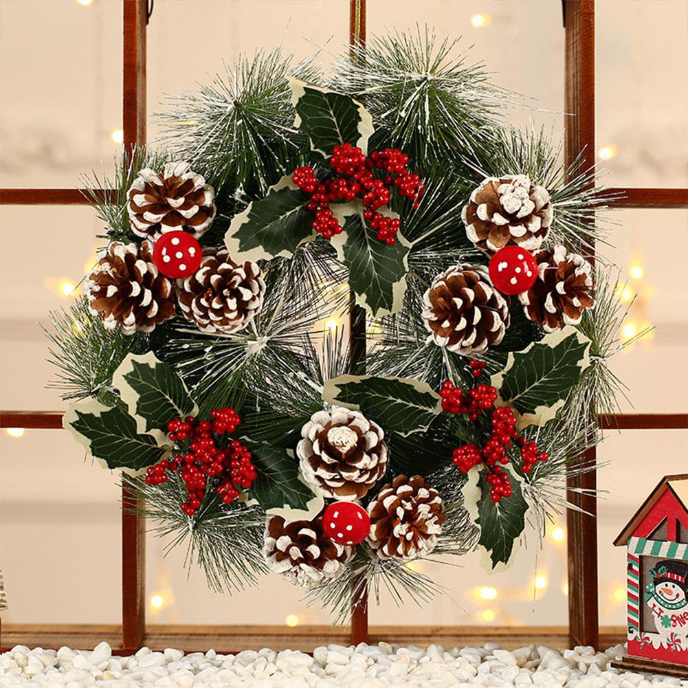 Christmas Door Decor Wreaths Realistic Hanging Wreath Garland Decoration Versatile Bow/Berry/Santa/Reindeer for Home Party Decor