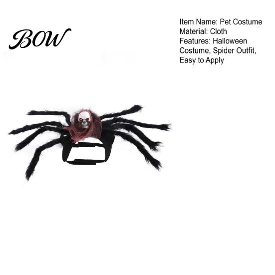 Pet Party Supplies for Dogs Spider Costume, Halloween Cat Outfit with Skull Face, Black Funny Apparel Holiday Cats Cosplay Photo Props Easy