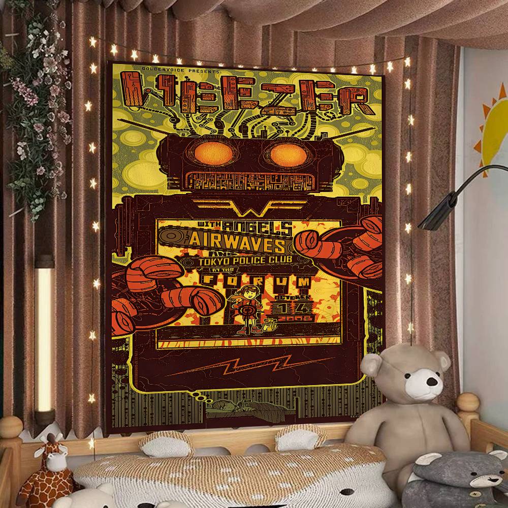 Music Band Retro W-weezerS Vintage Colorful Tapestry Wall Hanging Hanging Tarot Hippie Wall Rugs Dorm Wall Art Decor