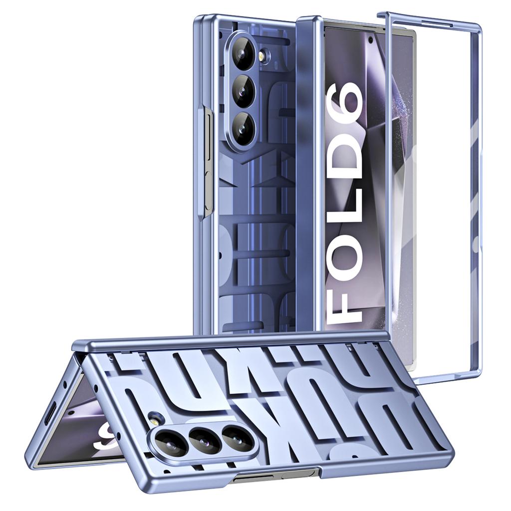 For Samsung Galaxy Z Fold6 5G Case Electroplating PC Phone Cover with Tempered Glass Film