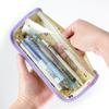 Pvc Transparent Triangle Pencil Case With Large Capacity For Students And Exam Use