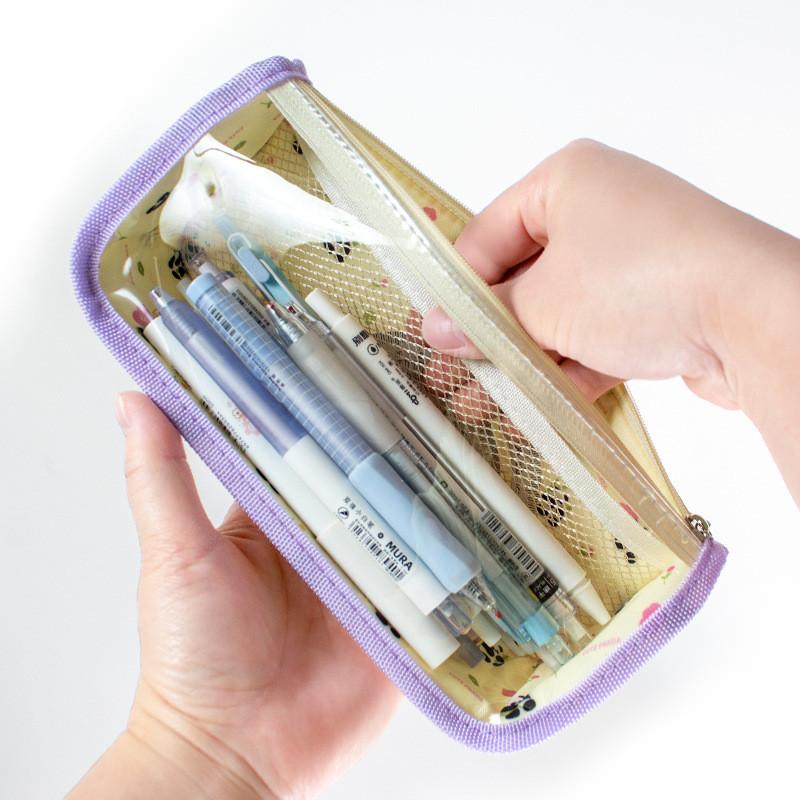 Pvc Transparent Triangle Pencil Case With Large Capacity For Students And Exam Use