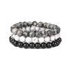Matte Black Cubic Zirconia Ball & UFO Pendant Braided Bracelet Set