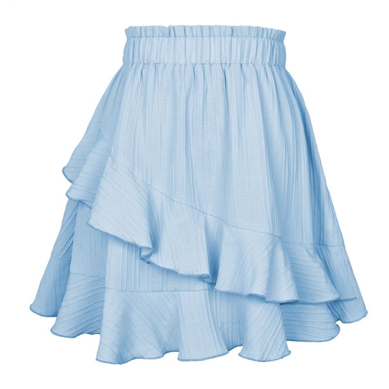 Fashion Style Ruffles Skirt High Waist Asymmetrical Pure Color Skirt High Waist Ruffled Skirt