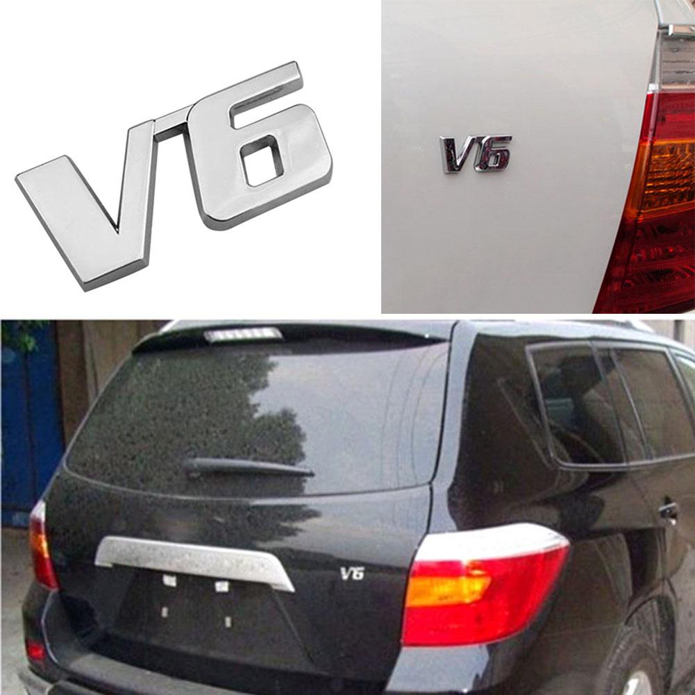 3D Chrom Metall V6 Auto Auto Heckklappe Aufkleber Kofferraum Deckel Emblem Abzeichen Aufkleber