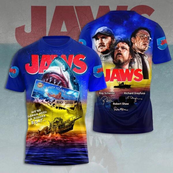 Hot Trend Jaws 50th Anniversary 1975-2026 3D T-Shirt XXXXL