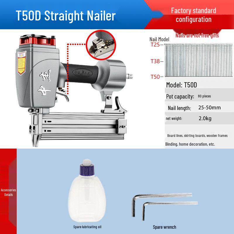 Zhongjie Pneumatic Brad Nailer - No Jam Woodworking Nail & Staple Gun
