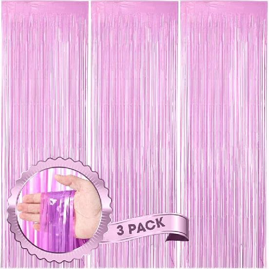 3 Pack 3.3x8.2 Feet Gold Foil Fringe Backdrop Curtains, Tinsel Streamers, Fringe Backdrop for 2025 New Years Eve, Graduation, Birthday, Baby Shower,