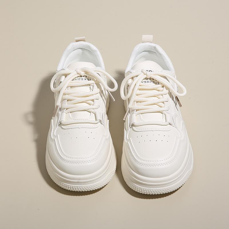 Platform Sneakers Shoes for Women Cute Sweet Solid Colour Womens Sports Shoes Casual Versatile Female Small White Leather