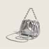High-end Pleated Drawstring Bucket Bag Chain Women Summer New Fashion Simple Shoulder Bag Trendy Crossbody Women Bag