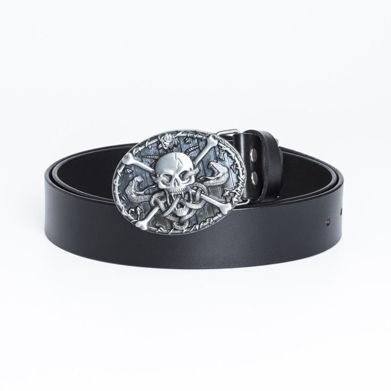 Men's Trendy Casual Cowhide Leather Belt with Alloy Smooth Buckle