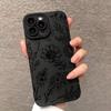 Fashion Black Flower Phone Case For iPhone 17e 17 16e 16 15 14 13 12 11 Mini Air Pro Max X XR XSMax Plus Soft Silicone Cover