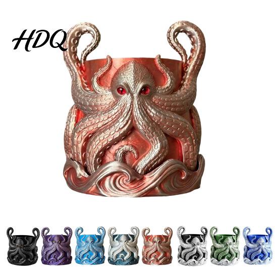 Distinctive Blue Green Planter 3D Printed Octopus Planter with Tray Plant Holder Nautical Coastal Handcrafted Sculpture Indoor Outdoor Holder