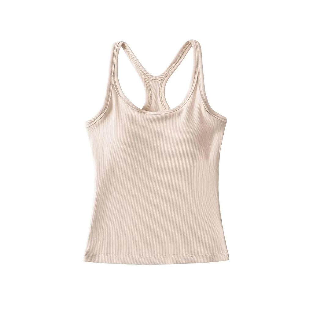 Women's Padded Racerback Tank Top: High Elasticity, Trendy, Perfect for Sports & Fitness.