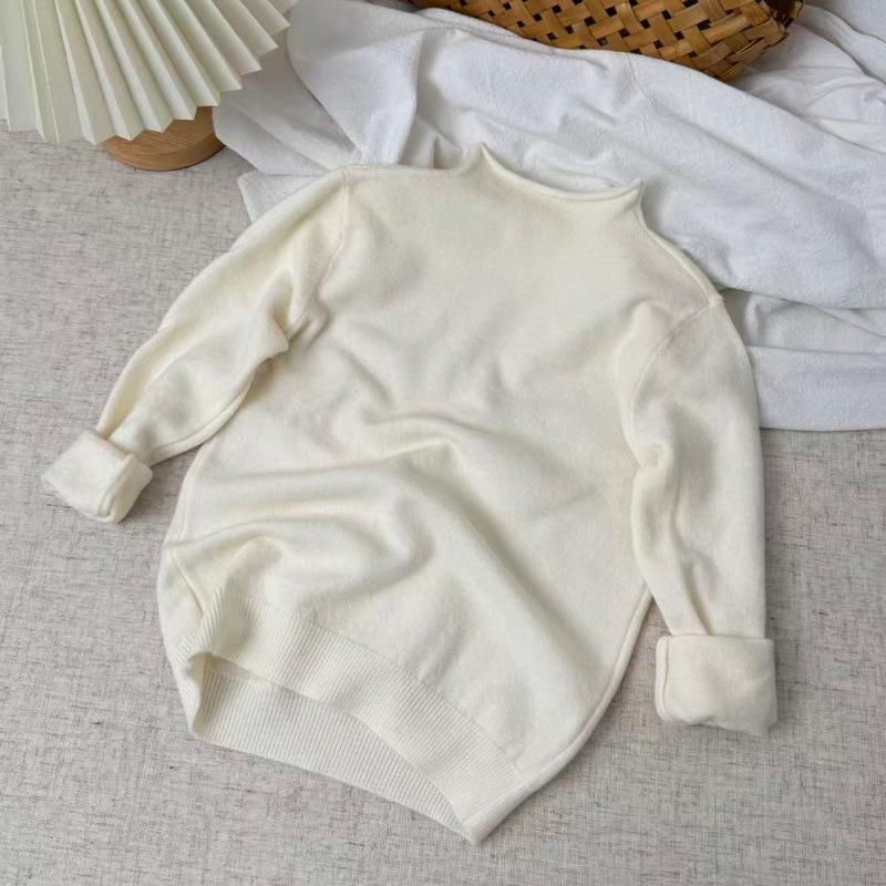 2025 Kids' Trendy Wool Sweater - Half High Neck Pullover for Boys & Girls, Autumn/Winter Base Layer.