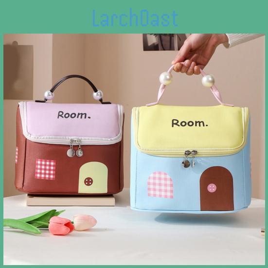 Bag House Shape Makeup Cute Cosmetic Storage Case With Top Handle Travel Toiletry Organizer Tote For Home Business Trips Vacation Use